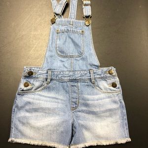 Girls denim short overalls